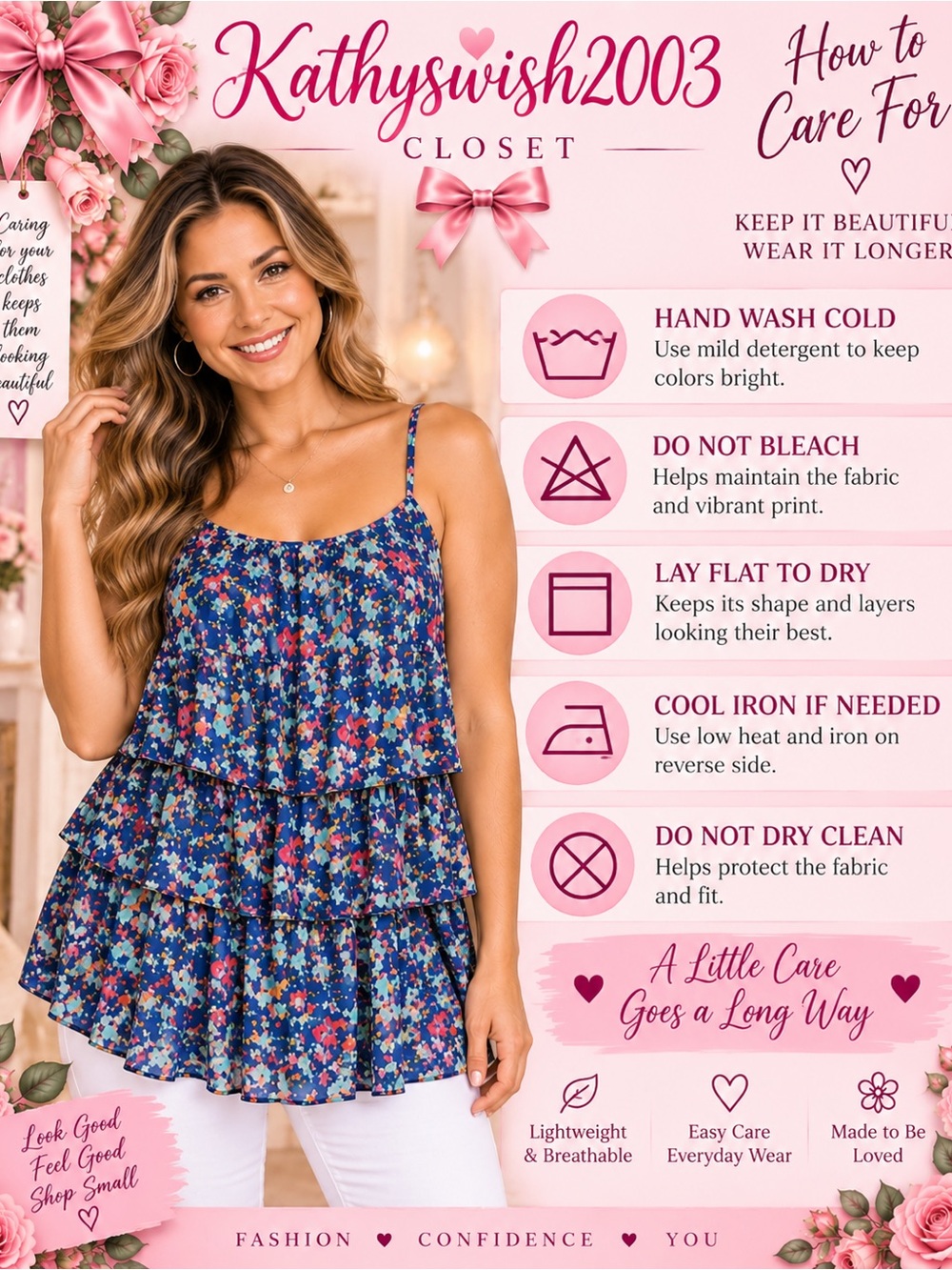 Blue Multicolor Smocked Camisole Top - Picture 6 of 15